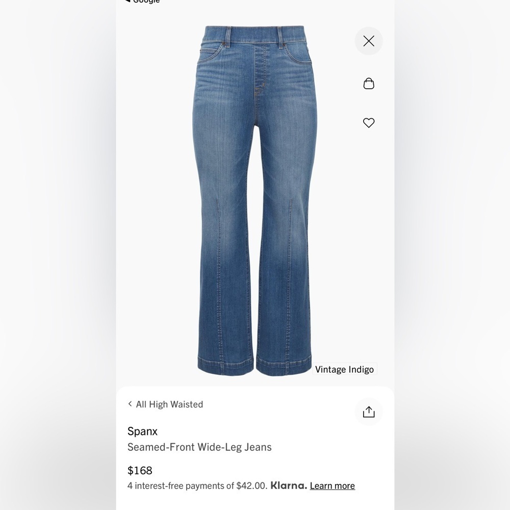Spanx seamed front wide leg Jeans